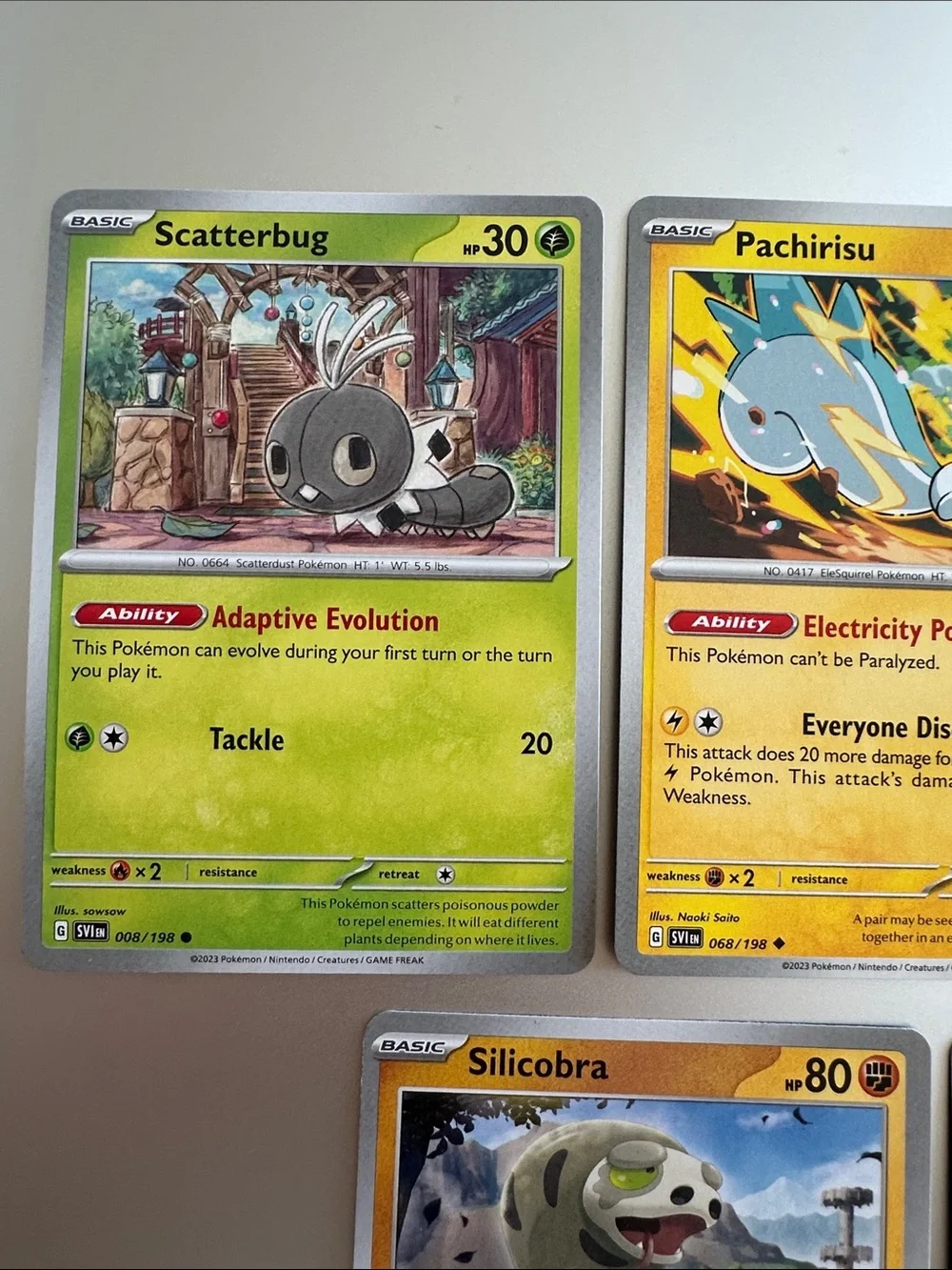 Pokémon Cards (Lot of 5) - Pachirisu, Scatterbug, Mareep, Silicobra, Sandile